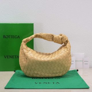 Bottega Veneta BV 690225 Teen Jodie intrecciato leather shoulder bag Apricot