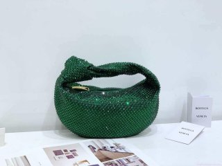 Bottega Veneta BV 651876 mini Jodie Rhinestones Dark Green