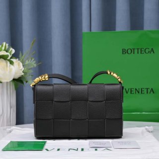 Bottega Veneta BV 666870 Cassette Intreccio grained leather cross-body bag Black