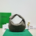 Bottega Veneta BV 690225 Teen Jodie intrecciato suede shoulder bag Dark Green