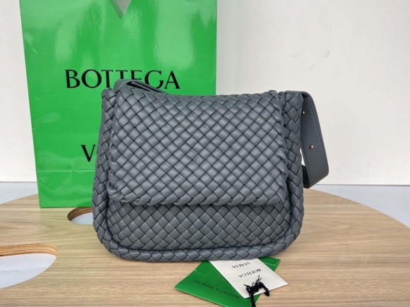 Bottega Veneta BV 709418 Small Cobble Shoulder Bag Dark Gray