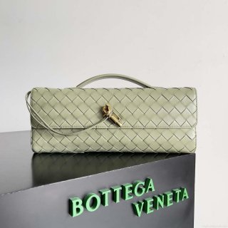 Bottega Veneta BV 741511 Long Clutch Andiamo With Handle Emerald Green