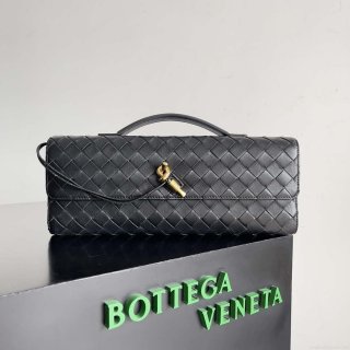 Bottega Veneta BV 741511 Long Clutch Andiamo With Handle Emerald Black