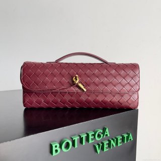 Bottega Veneta BV 741511 Long Clutch Andiamo With Handle Emerald Red