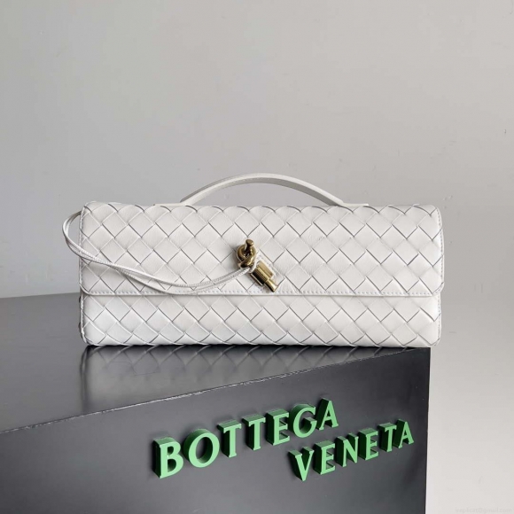 Bottega Veneta BV 741511 Long Clutch Andiamo With Handle Emerald White