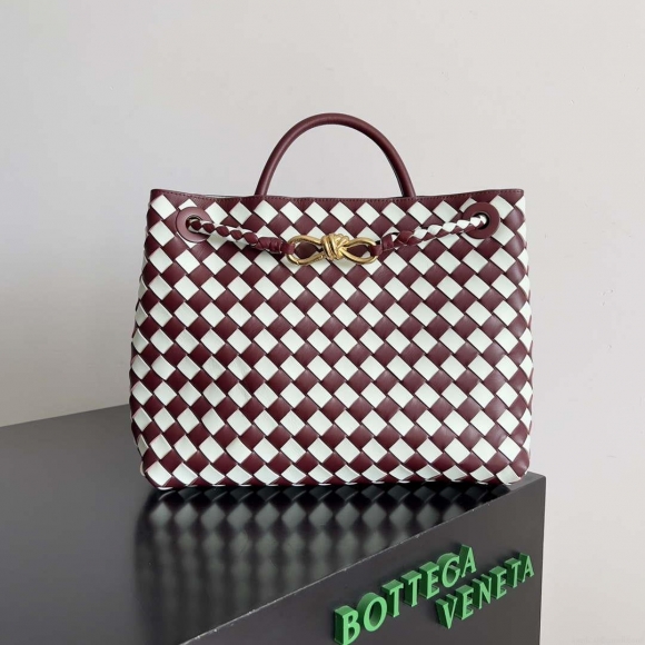 Bottega Veneta BV 777527 Medium Andiamo Wine Red & White