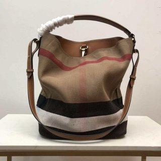 Burberry 39457261 Ashby Brown Canvas Hobo Bag