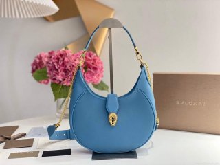 Bvlgari 291640 Serpenti Ellipse Shoulder Bag Blue