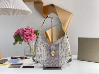 Bvlgari 291640 Serpenti Ellipse Shoulder Bag Gray