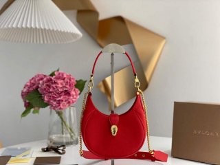 Bvlgari 291632 Small Serpenti Ellipse Crossbody Bag Red