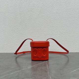 Celine 199263 SMALL BOX cuir triomphe in Smooth Calfskin Orange Red