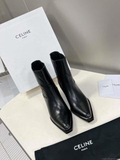 Celine Women Shoes 348303492C.38NO Cruiser Boots Chelsea Boot with Metal Toe In Calfskin 191325