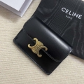 Celine 10I583 Card Holder With Flap Triomphe In Shiny Calfskin Black