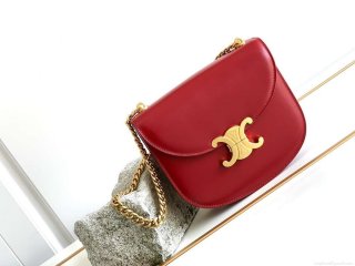 Celine 110413 TEEN BESACE TRIOMPHE CLEA IN SHINY CALFSKIN Red