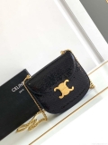 Celine 110413 TEEN BESACE TRIOMPHE CLEA IN Black sequins & CALFSKIN