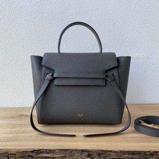 Celine 189103 Mini Belt Bag In Grained Calfskin Black 189153 Gray