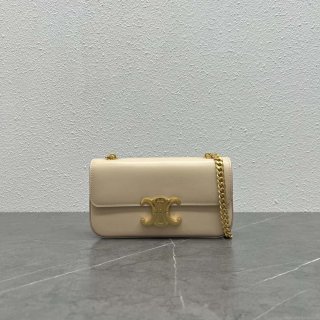 Celine 197992 Chain Shoulder Bag Claude In Triomphe Canvas Nude