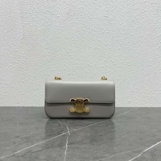 Celine 197992 Chain Shoulder Bag Claude In Triomphe Canvas Gray