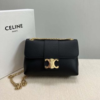 Celine 115853 Medium Celine Victoire Bag In Supple Calfskin Black Gold