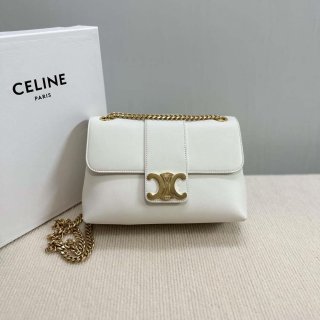 Celine 115853 Medium Celine Victoire Bag In Supple Calfskin White Gold