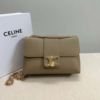 Celine 115853 Medium Celine Victoire Bag In Supple Calfskin Apricot Gold