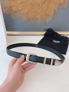 Celine 45BAG3A78 Medium Western Belt In Natural Calfskin Black 2.5 CM C12002