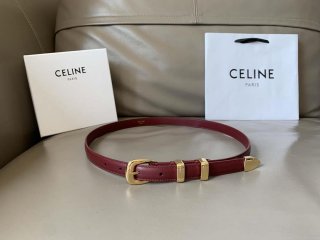 Celine 45BAE3A01 Small Western Belt In Natural Calfskin Wine Red 1.8 CM C12005