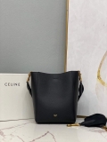 Celine 178303 Sangle Small Bucket Bag in Soft Grained Calfskin Black