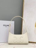 Celine 198153 Shoulder Bag Cuir Triomphe in Smooth Calfskin White