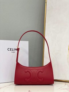 Celine 198153 Shoulder Bag Cuir Triomphe in Smooth Calfskin Red