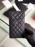 Chanel AP1422 Chanel Black phone card holder Calfskin Black