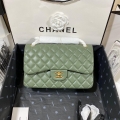 Chanel CF A01113 Classic Flap Bag in Lambskin Green