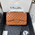 Chanel CF A01113 Classic Flap Bag in Lambskin Tan