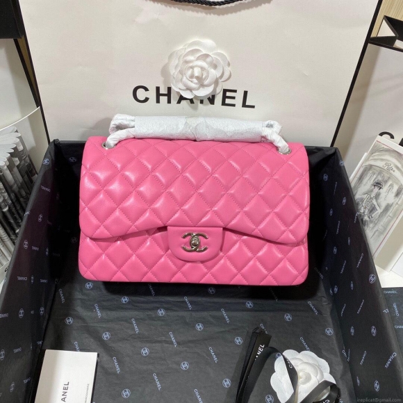 Chanel CF A01113 Classic Flap Bag in Lambskin Pink