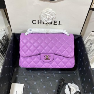 Chanel CF A01113 Classic Flap Bag in Lambskin Purple