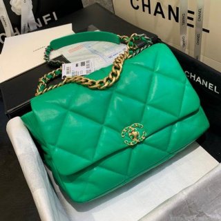 Chanel 19 Maxi Handbag Lambskin Gold AS1162 Green