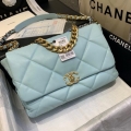 Chanel 19 Maxi Handbag Lambskin Gold AS1162 Light Blue