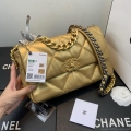 Chanel 19 Large Handbag Lambskin Gold AS1161 Gold