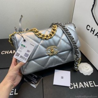 Chanel As1160 Chanel 19 Handbag Flap Lambskin Silvery