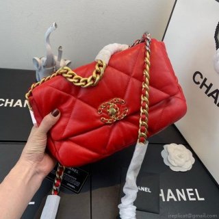 Chanel As1160 Chanel 19 Handbag Flap Lambskin Red