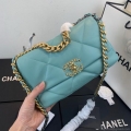 Chanel As1160 Chanel 19 Handbag Flap Lambskin Azure Blue