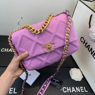 Chanel As1160 Chanel 19 Handbag Flap Shoulder Velvet Pink