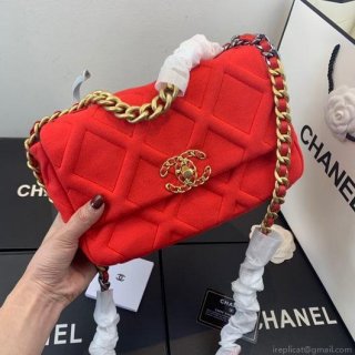 Chanel As1160 Chanel 19 Handbag Flap Shoulder Velvet Red