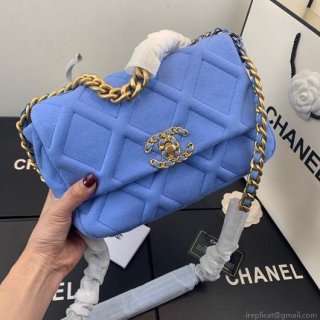 Chanel As1160 Chanel 19 Handbag Flap Shoulder Velvet Blue