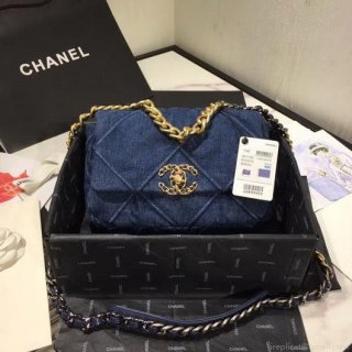 Chanel As1160 Chanel 19 Handbag Flap Shoulder Denim Blue