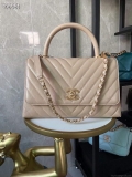 Chanel Large Top Handle Bag A92991 lambskin V gird Apricot Gold