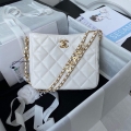 Chanel Small Hobo Bag Lambskin Gold AS3223 White