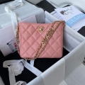 Chanel Small Hobo Bag Grained Calfskin Gold AS3223 Pink