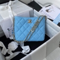 Chanel Small Hobo Bag Grained Calfskin Gold AS3223 Blue