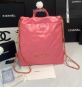 Chanel 22 Backpack Shiny Calfskin AS3313 Pink Gold